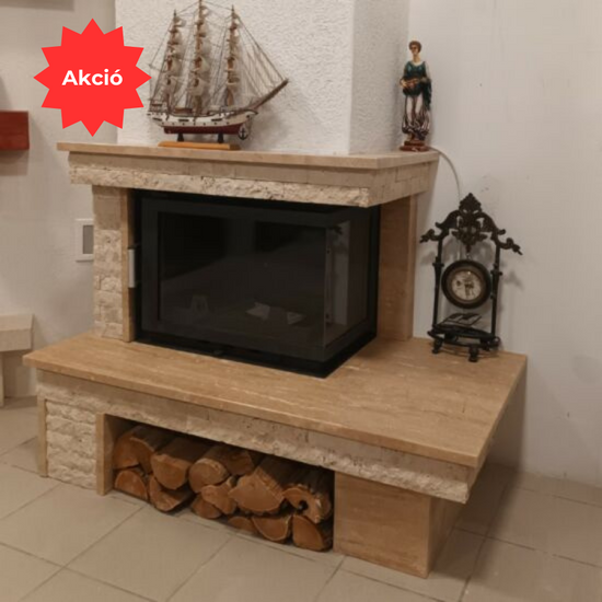 VISTA modern kandalló burkolat kőpárkánnyal-bemutatótermi darab